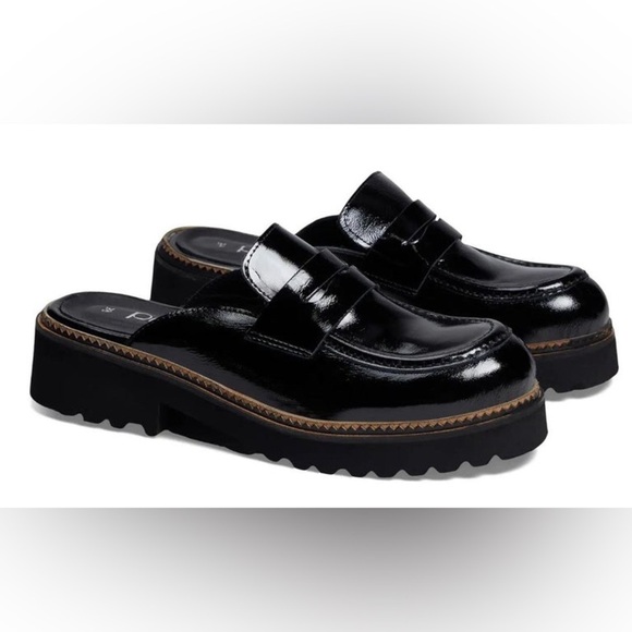 NEW Bueno Black Patent Amber Women's Open Back Clog - Picture 1 of 15